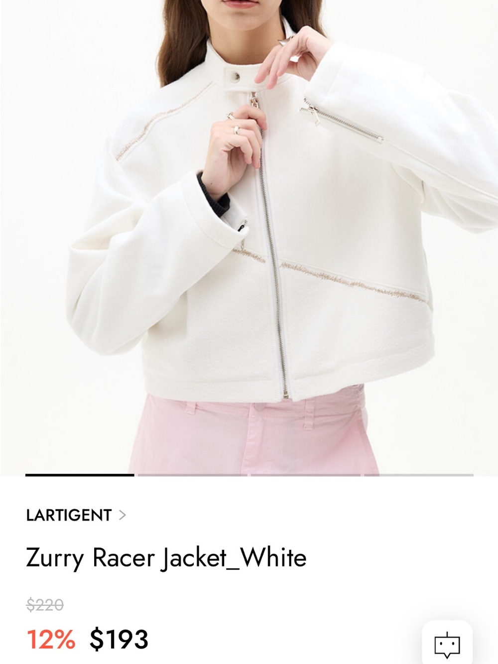 Korean Lartigent Zurry Racer Jacket - White